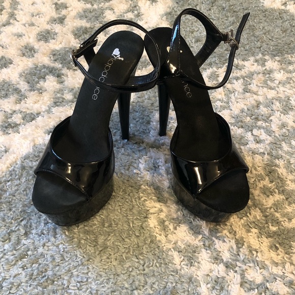 black platform stripper heels